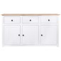 vidaXL Aparador de madera de pino estilo Panamá blanco 135x40x80 cm vidaXL Aparador de madera de pino estilo Panamá blanco 135x40x80 cm