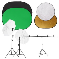 vidaXL Kit de estudio fotográfico con luces, fondo y reflector