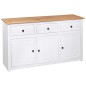 vidaXL Aparador de madera de pino estilo Panamá blanco 135x40x80 cm vidaXL Aparador de madera de pino estilo Panamá blanco 135x40x80 cm