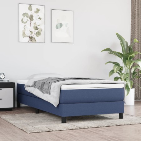 vidaXL Cama box spring con colchón tela azul 80x200 cm