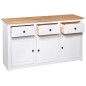 vidaXL Aparador de madera de pino estilo Panamá blanco 135x40x80 cm vidaXL Aparador de madera de pino estilo Panamá blanco 135x40x80 cm