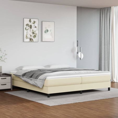vidaXL Cama box spring con colchón cuero sintético crema 200x200 cm