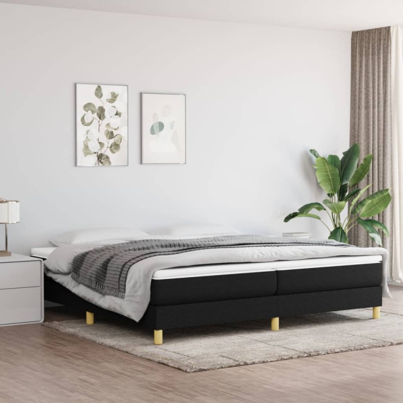 vidaXL Cama box spring con colchón tela negro 200x200 cm vidaXL Cama box spring con colchón tela negro 200x200 cm