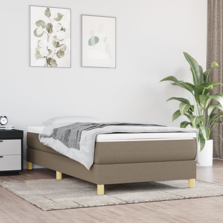 vidaXL Cama box spring con colchón tela gris taupe 90x190 cm