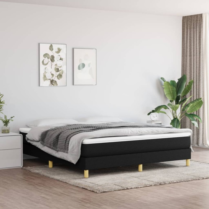 vidaXL Cama box spring con colchón tela negro 160x200 cm vidaXL Cama box spring con colchón tela negro 160x200 cm