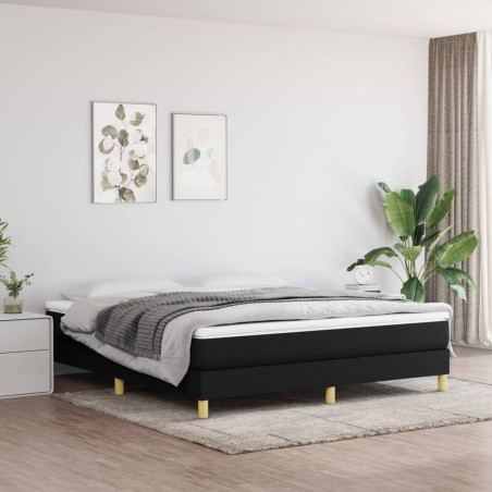 vidaXL Cama box spring con colchón tela negro 160x200 cm