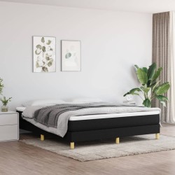 vidaXL Cama box spring con colchón tela negro 180x200 cm