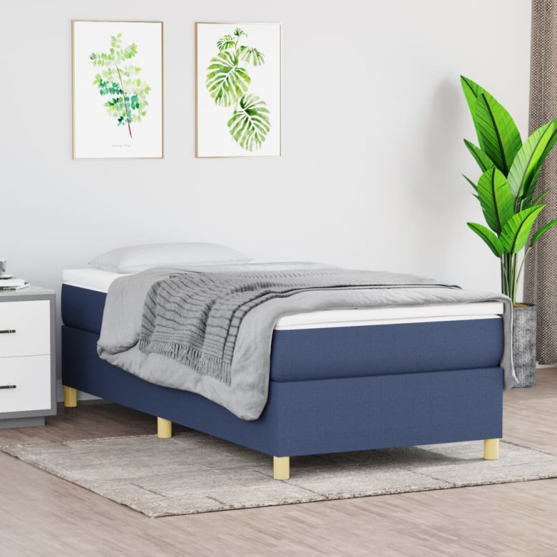 vidaXL Cama box spring con colchón tela azul 90x200 cm vidaXL Cama box spring con colchón tela azul 90x200 cm