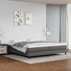vidaXL Cama box spring con colchón cuero sintético gris 200x200 cm