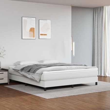 vidaXL Cama box spring con colchón cuero sintético blanco 180x200 cm
