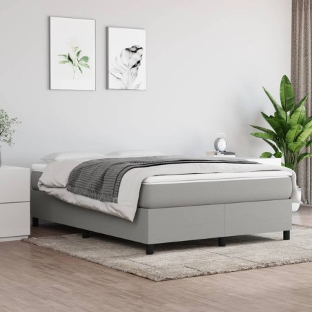 vidaXL Cama box spring con colchón tela gris claro 140x200 cm