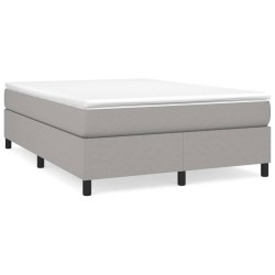 vidaXL Cama box spring con colchón tela gris claro 140x200 cm