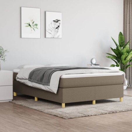 vidaXL Cama box spring con colchón tela gris taupe 140x200 cm