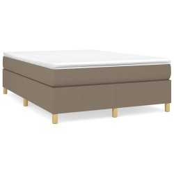 vidaXL Cama box spring con colchón tela gris taupe 140x200 cm