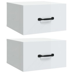 vidaXL Mesitas de noche de pared 2 uds blanco brillante 35x35x20 cm  