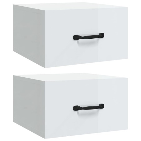vidaXL Mesitas de noche de pared 2 uds blanco brillante 35x35x20 cm  