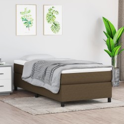 vidaXL Cama box spring con colchón tela marrón oscuro 90x190 cm