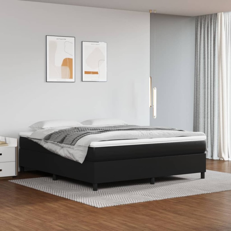 vidaXL Cama box spring con colchón cuero sintético negro 180x200 cm