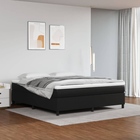 vidaXL Cama box spring con colchón cuero sintético negro 180x200 cm