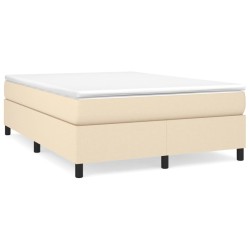vidaXL Cama box spring con colchón tela color crema 140x200 cm