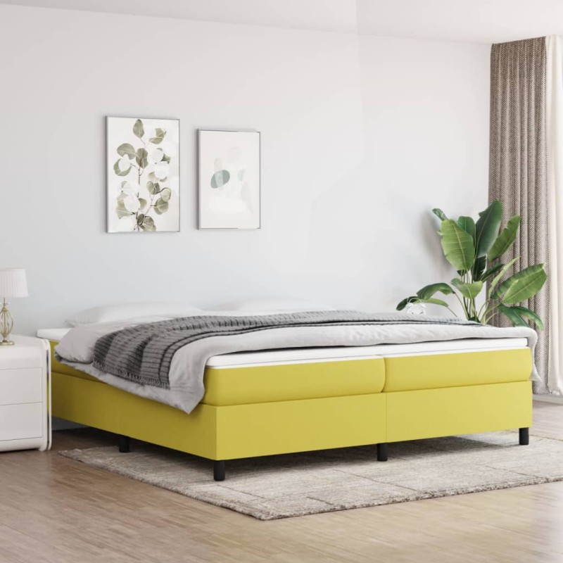 vidaXL Cama box spring con colchón tela verde 200x200 cm vidaXL Cama box spring con colchón tela verde 200x200 cm
