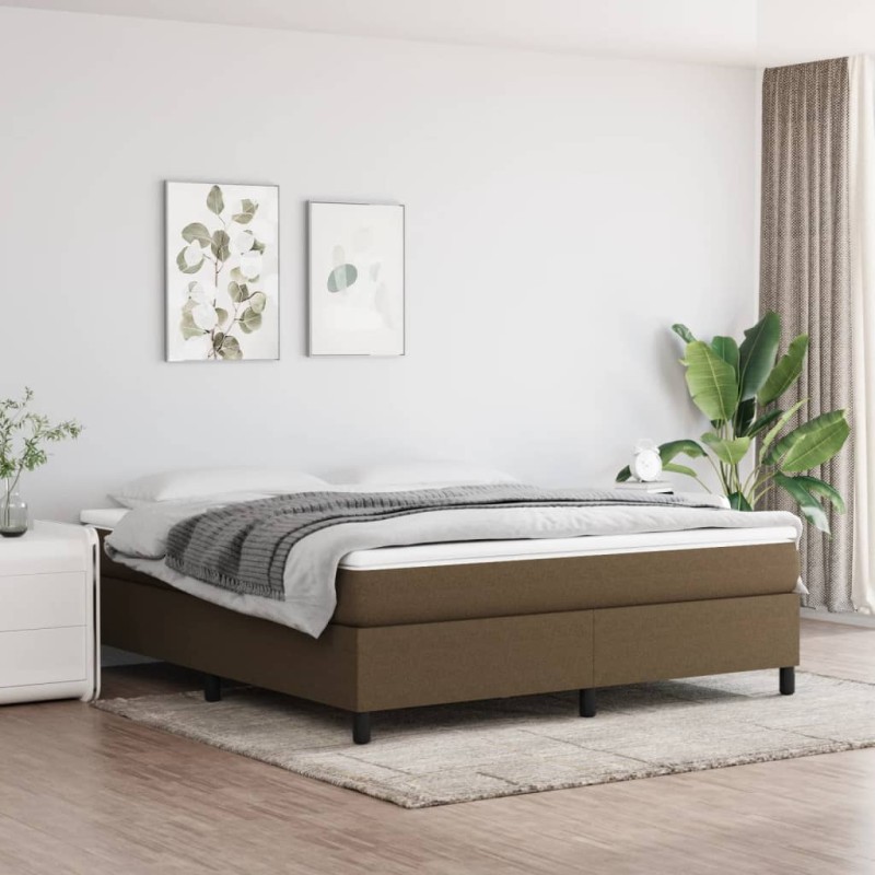 vidaXL Cama box spring con colchón tela marrón oscuro 180x200 cm vidaXL Cama box spring con colchón tela marrón oscuro 180x200 cm
