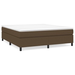 vidaXL Cama box spring con colchón tela marrón oscuro 180x200 cm