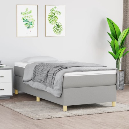 vidaXL Cama box spring con colchón tela gris claro 90x190 cm
