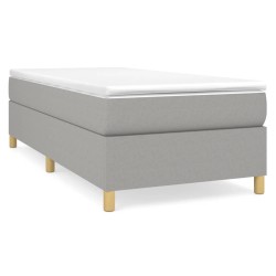 vidaXL Cama box spring con colchón tela gris claro 90x190 cm