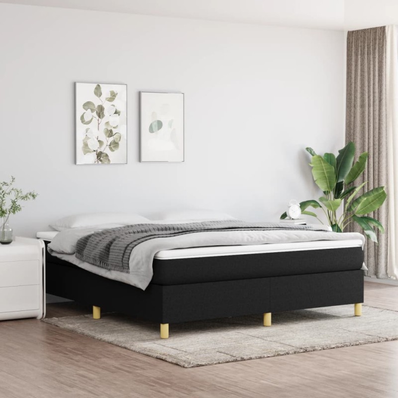 vidaXL Cama box spring con colchón tela negro 160x200 cm vidaXL Cama box spring con colchón tela negro 160x200 cm