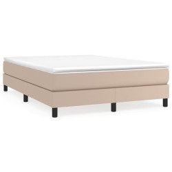 vidaXL Cama box spring con colchón cuero sintético capuchino 140x190cm