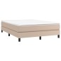 vidaXL Cama box spring con colchón cuero sintético capuchino 140x190cm vidaXL Cama box spring con colchón cuero sintético capuchino 140x190cm