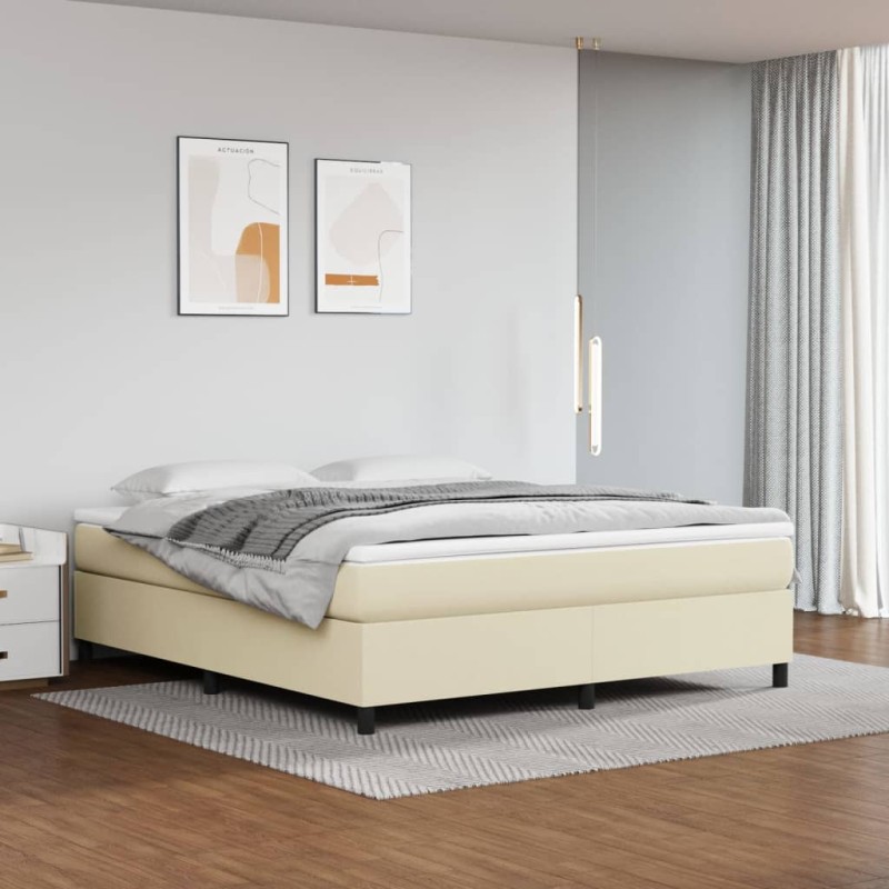 vidaXL Cama box spring con colchón cuero sintético crema 180x200 cm