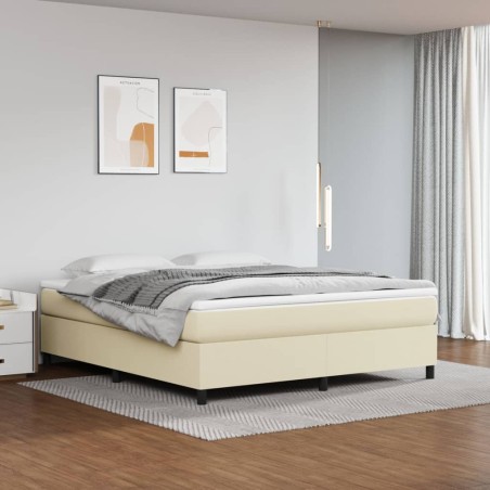 vidaXL Cama box spring con colchón cuero sintético crema 180x200 cm
