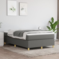 vidaXL Cama box spring con colchón tela gris oscuro 120x200 cm