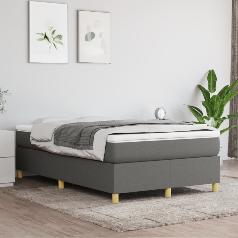vidaXL Cama box spring con colchón tela gris oscuro 120x200 cm vidaXL Cama box spring con colchón tela gris oscuro 120x200 cm