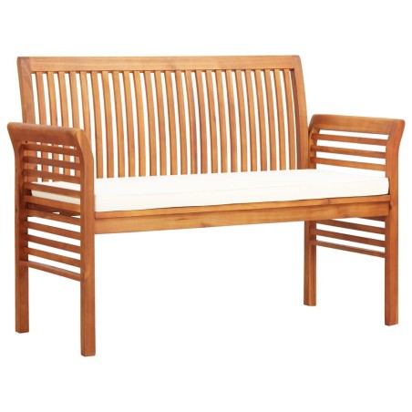 vidaXL Banco de jardín 2 plazas con cojín madera maciza acacia 120 cm