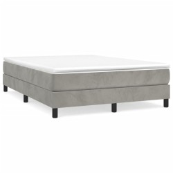 vidaXL Cama box spring con colchón terciopelo gris claro 140x190 cm