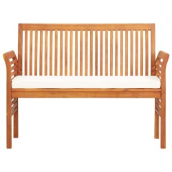 vidaXL Banco de jardín 2 plazas con cojín madera maciza acacia 120 cm