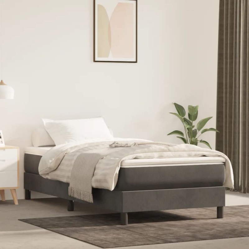 vidaXL Cama box spring con colchón terciopelo gris oscuro 90x190 cm