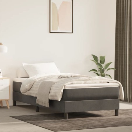 vidaXL Cama box spring con colchón terciopelo gris oscuro 90x190 cm