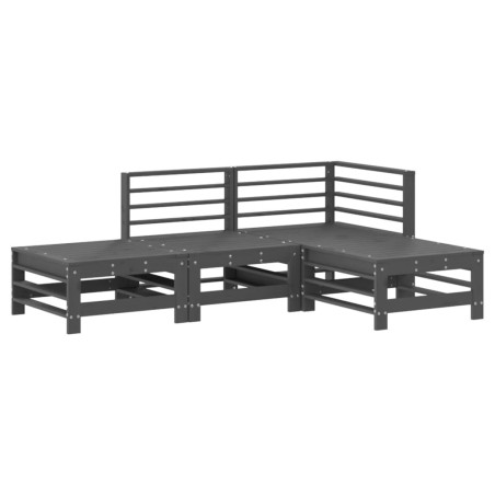 vidaXL Juego de muebles de jardín 4 pzas madera maciza de pino gris