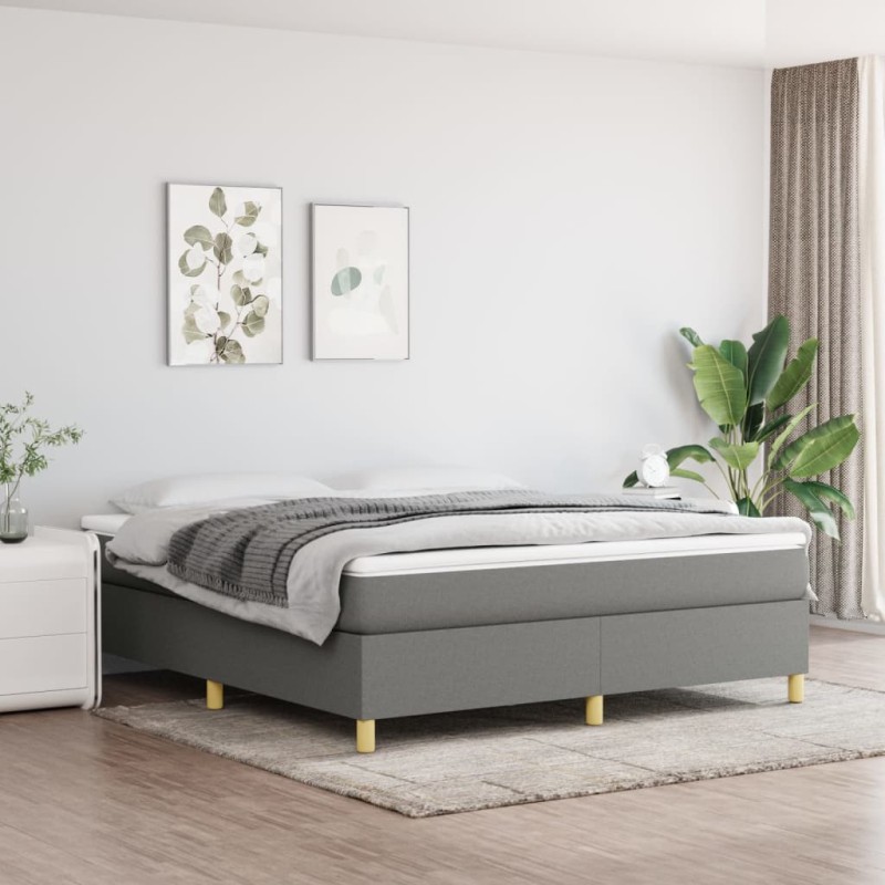 vidaXL Cama box spring con colchón tela gris oscuro 180x200 cm vidaXL Cama box spring con colchón tela gris oscuro 180x200 cm