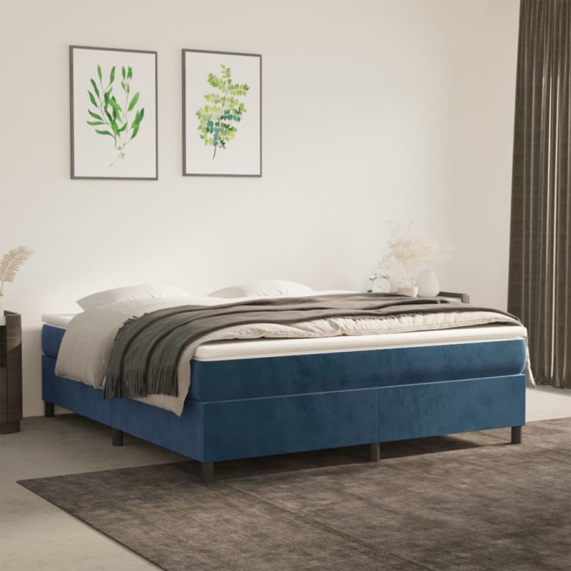 vidaXL Cama box spring con colchón terciopelo azul oscuro 180x200 cm vidaXL Cama box spring con colchón terciopelo azul oscuro 180x200 cm