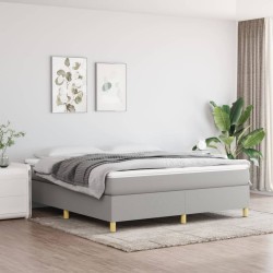 vidaXL Cama box spring con colchón tela gris claro 160x200 cm