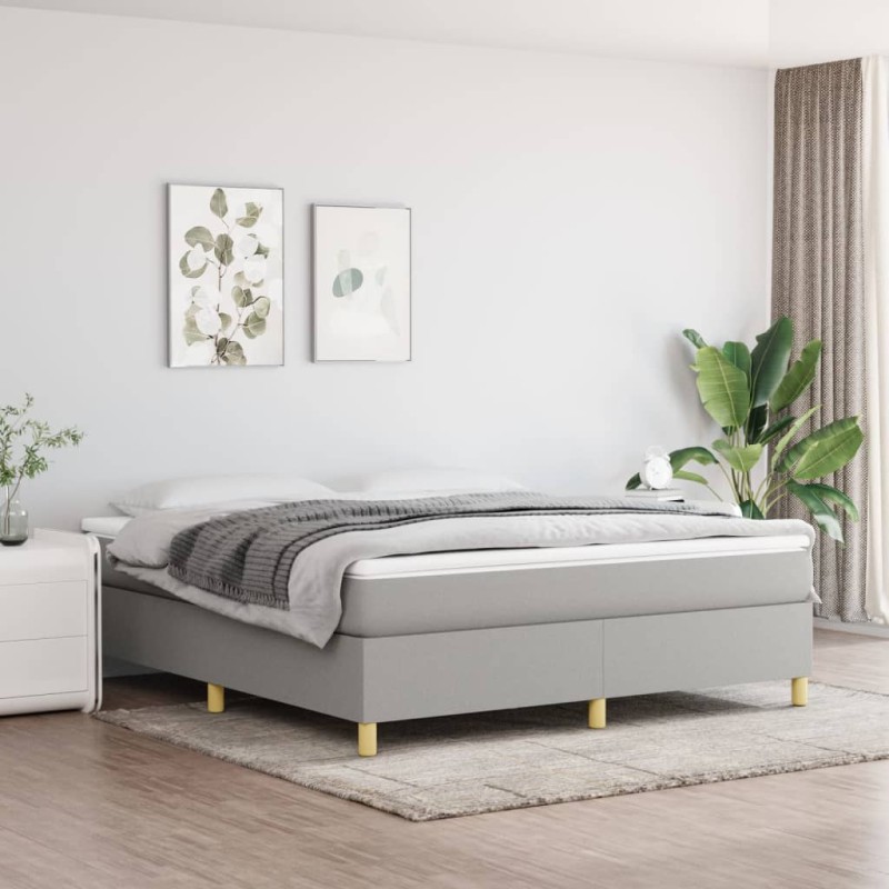 vidaXL Cama box spring con colchón tela gris claro 160x200 cm vidaXL Cama box spring con colchón tela gris claro 160x200 cm