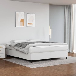 vidaXL Cama box spring con colchón cuero sintético blanco 160x200 cm