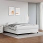 vidaXL Cama box spring con colchón cuero sintético blanco 160x200 cm