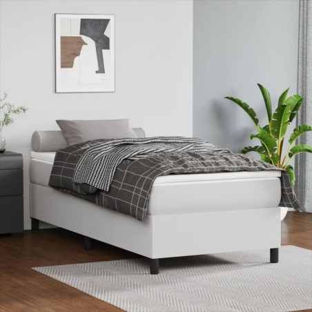 vidaXL Cama box spring con colchón cuero sintético blanco 90x190 cm