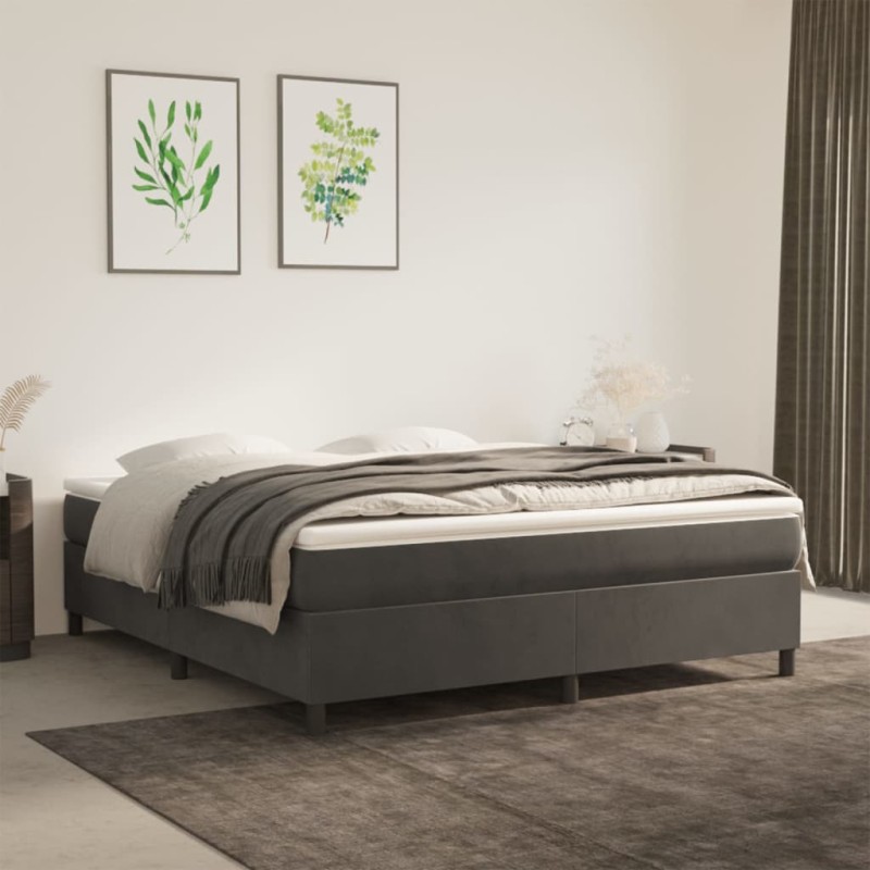 vidaXL Cama box spring con colchón terciopelo gris oscuro 160x200 cm